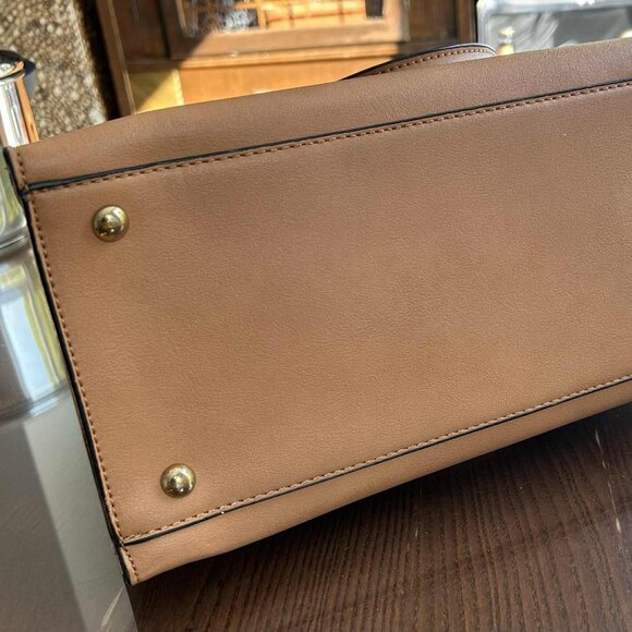 ALDO Camel Structured Tote Satchel with Gold Hardware & Crossbody Strap – OS - Picture 8 of 11